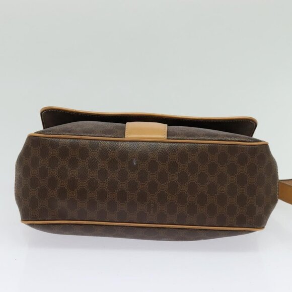 CELINE Macadam Canvas Shoulder Bag PVC Leather Brown Gold Auth sw675 - Picture 6 of 16